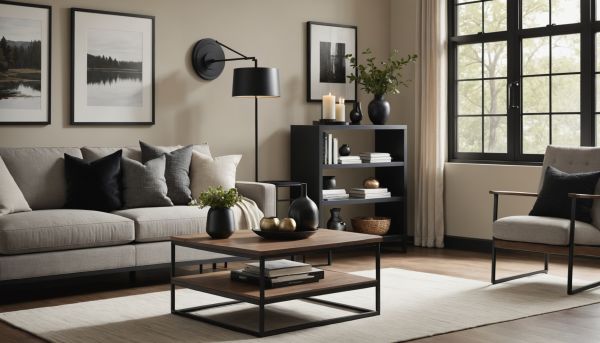 Les accessoires en métal noir réchauffent la déco moderne