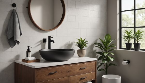 Les meubles en bois massif subliment la salle de bain zen